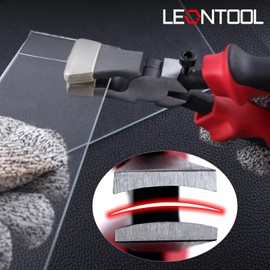LEONTOOL Glass Running Pliers Curved Jaws with Rubber Tips for Glass Cutting, Key Fob Pliers Tool Glass Cutting Tools for Key Fob Hardware Install and Stained Glass Work Mosaics Breaking Tool