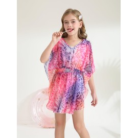 Haloumoning - Traje de baño de gasa para niñas, de 5 a 14 años, Púrpura, 13-14 Años