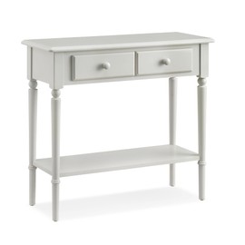Leick Home Coastal Console Table, Solid Wood, 2 Storage Drawers, Bottom Display Shelf, Narrow Depth, Easy-Assembly, For Living Room/Hallway, Orchid White, 30.0 in. W x 11.0 in. D x 28.0 in. H, 2027-WT