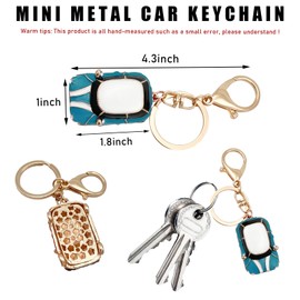 Sylvil Car Model Rhinestone Keychain, Creative Car Shape Keyring, 3D Metal Key Chain Gift for Men Women, Car Accessories (Lake Blue)