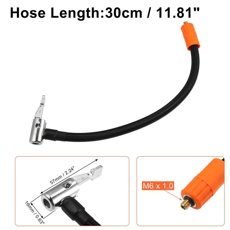 QUARKZMAN Car Tyre Inflator Extension Hose 30 cm with Lining