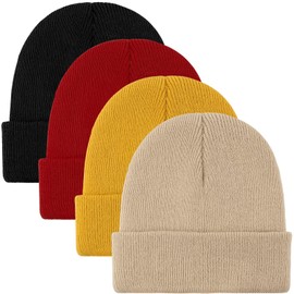 Cooraby Gorro de invierno cálido gorro de punto suave para hombres o mujeres, Marrón jengibre, beige, rojo, negro, Medium