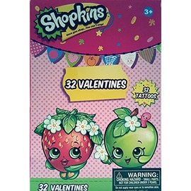 Shopkins Valentine Exchange Cards with Tattoos - 32 count