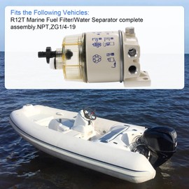 CARMOCAR Marine Fuel Water Separator/Diesel Fuel Filter/Water Separator for R12T MARINE SPIN-ON HOUSING 120AT NPT ZG1/4-19 Includes 2 fittings,2 plugs