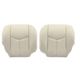 SecosAutoparts Driver & Passenger Side Bottom Replacement Leather Seat Cover Compatible with Chevy GMC Tahoe Yukon Suburban Sierra 2003 2004 2005 2006 Light Tan
