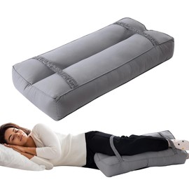 HOMBYS Knee Pillow for Side Sleepers with Elastic Straps, 4" Height Cotton Cover Leg Pillow for Aligns Spine & Relieves Pressure Hip & Leg Elevation, Supportive Pillow for Lower Back, Grey