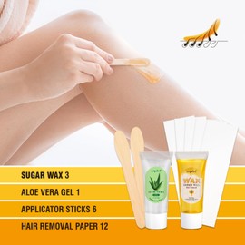 Sugar Wax Hair Removal, Travel Waxing Kit, Sugar Waxing For Face Bikini Underarms & Legs, Women & Men Sugar Paste Hair Removal