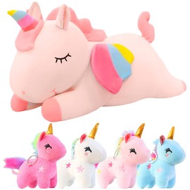 Funny toy Unicornio Animales de Peluche para Niñas de 3 4 5 6 7 8 Años, Peluche de Mamá Unicornio y 4 Bebés de Unicornio, Regalos de Unicornio para Niñas