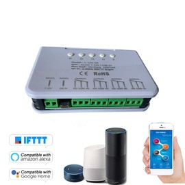 MHCOZY 4CH WiFi RF Wireless Switch Relay,Inching Self-Locking Interlock Mode,for Access Control Smart Garage Door,Compatible with Alexa Goolge Home