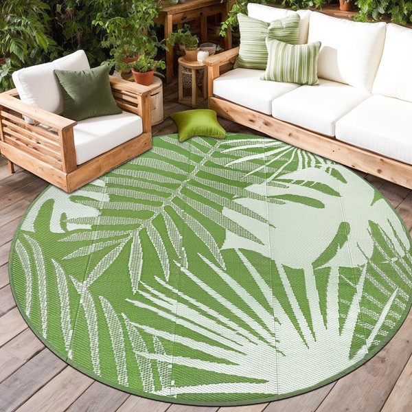 VSIWB Waterproof Outdoor Rug 6x6 ft, Reversible Plastic Straw Mat