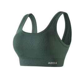 AUROLA Power Sports Bras for Women - Push Up Workout Bra Square Neck Yoga Bra Padded Low Impact Gym Bra Crop Top,Eden Green,S