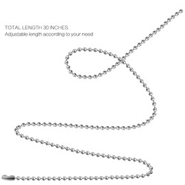 SUMERSHA 50 Pack Ball Chain Necklaces 30 inch Stainless Steel #3 2.4mm Bead Pull Chain