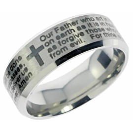Unbranded Lords Prayer mens ladies 8mm Ring 316 stainless steel size 11 T82