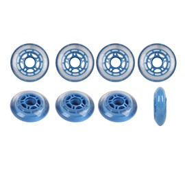 Player's Choice Roller Hockey Wheels Indoor 76mm 78A Soft Inline Skate Clear/Blue 8 Pack