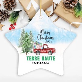 Christmas Ornament Terre Haute in Ornaments Gifts Ideas Terre Haute Indiana New Home Town 2024 Keepsake Housewarming for Family Friend Star 3''