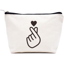 LIBIHUA Finger Heart Theme-Birthday,Graduation,Housewarming,New Year,White Elephant,Wedding,Thanksgiving,Retirement Christmas Gifts for Women Girls Friends-Makeup Bag Cosmetic Bag Travel Pouch
