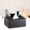 PU Leather Rectangular Remote Control Tissue Box Organizer Tissue Box