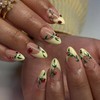 CECOBAG 24Pcs Short Almond Shape Nails with 3D Ladybug Leaf