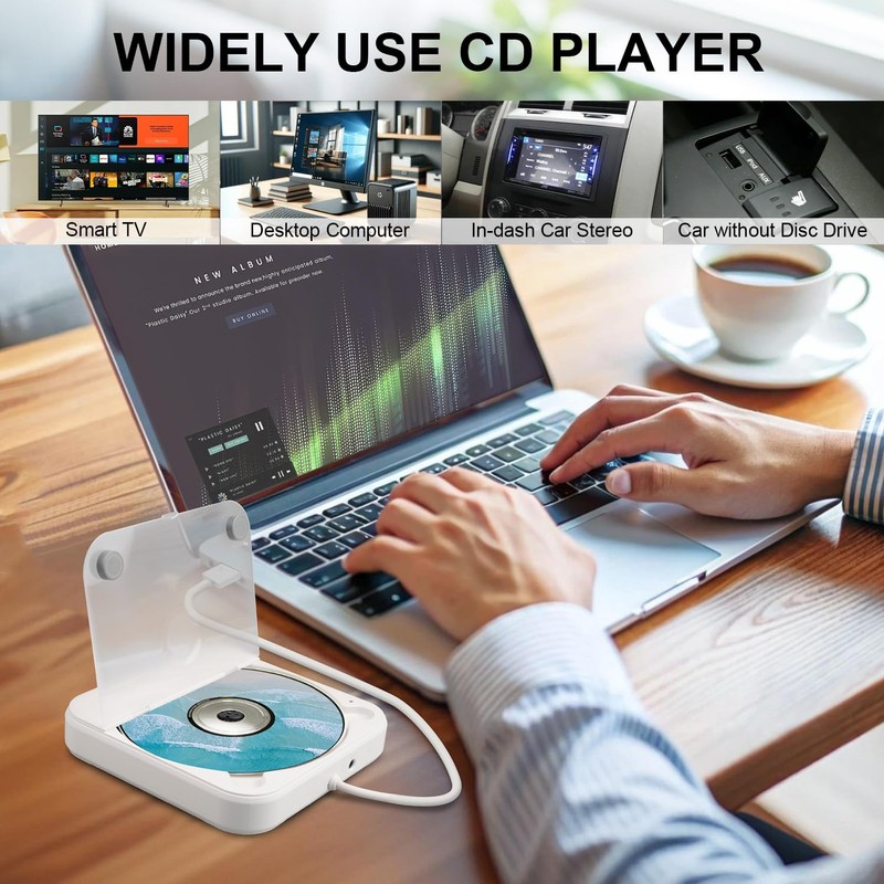 Portable CD Player for Car, Car CD Player with USB/AUX