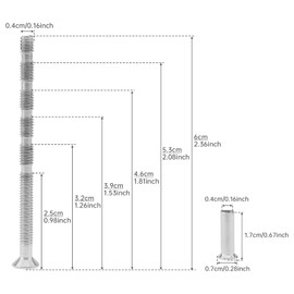 Smgda M4 Door Handle Fixing Screws and Sleeves, 10 Sets Door Handle Bolt Through Fixings 304 Stainless Steel Connecting Screws and Sleeves for Doors Handles Cabinet Drawers Knobs