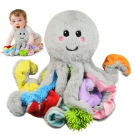 Baby Toy from 3 6 9 12 Months, Octopus Cuddly Toy with 8 Textured Tentacles, Montessori Sensory Toy from 1 2 3 Years, Gifts for Baby Girls Boys, Motor Skills Toy, Autism Toy