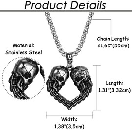 Aroncent Men's Necklace Vintage Gothic Punk Necklace Snake Balls Skull Dragon Celtic Viking Skull Crown Poker Pendant Necklace Gift Stainless Steel, Stainless Steel