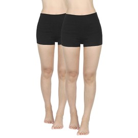 4How Women's Sports Shorts, Trunks, Fitness Shorts, Yoga Shorts, Hotpants - Black X2, size: m