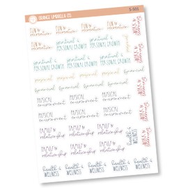 MakseLife Goal Categories Script Planner Stickers | FC12 | S-501