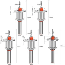 Bestgle 5Pcs Countersink Drill Bit with Adjustable Depth Stop, 8mm Shank 90° Countersink Angle Taper Drill Bit 2.8mm, 3mm, 3.2mm, 3.5mm, 4mm