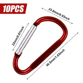 SZCXDKJ 10 Pcs Large Carabiner D Ring Clip Hook Keychain Camping Accessories for Outdoor, Fishing, Hiking, Traveling