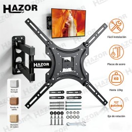 Hazor X-400 14-55 Pulgadas Base Soportes De Pantalla Pared Tv Soporta Hasta 22kg Compatible Con Cualquier Modelo, Inclinable, Ajustable, Se Adapta A Cualquier Pared Television Color Negro