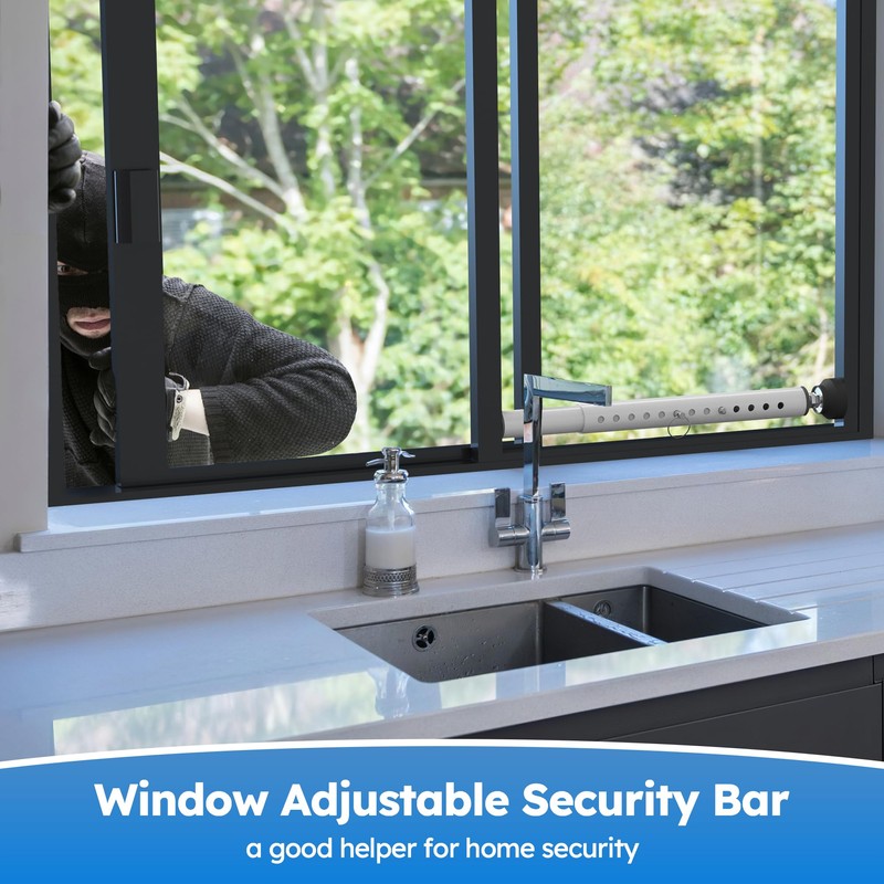 WooFog（Short）Security Bars for Sliding/Vertical Window, Adjustable Window Jammer Bars Security