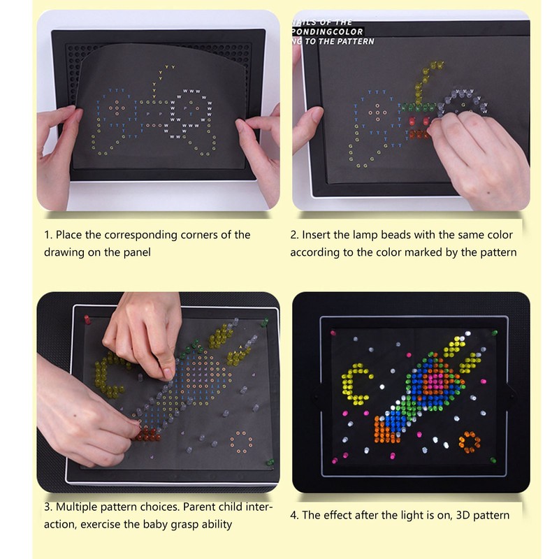 Kids DIY Inserting LED Lamp Multi Flashing Modes Develop Intelligence