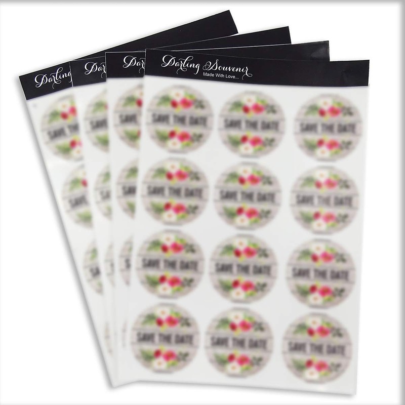 Darling Souvenir Round Glitter Background Save The Date Stickers 1.6