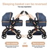 2 in 1 Baby Stroller Blue Newborn Stroller Foldable Convertible
