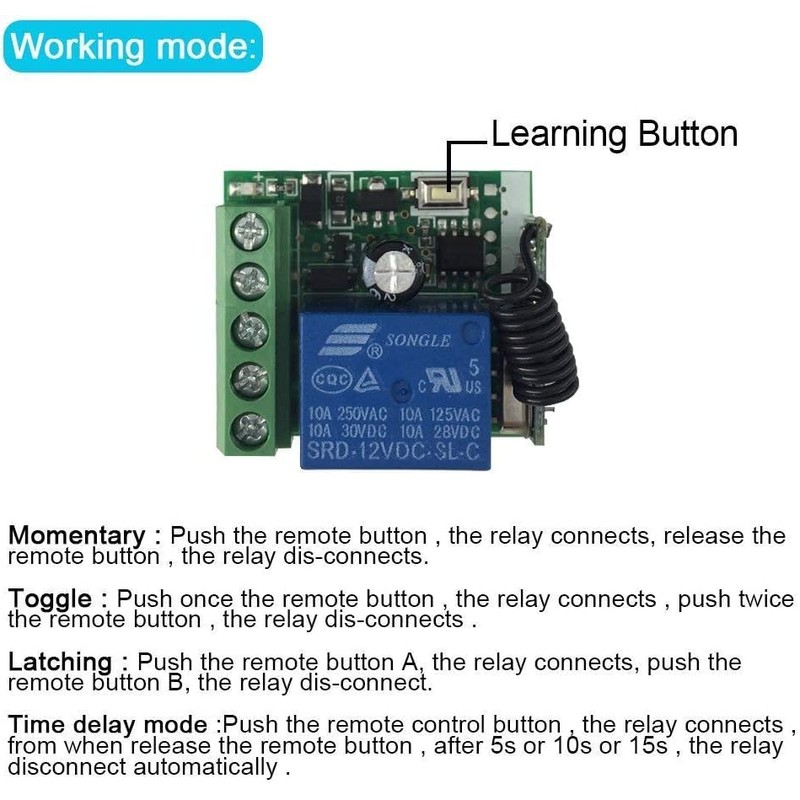 QIACHIP DC 12 V Wireless Switch with Remote Control 433