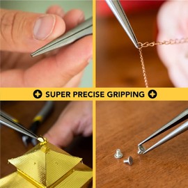 KOUGU Super Precision Long Needle Nose Pliers - 6 Inch Steel Mini Long Nose Pliers With Non Serrated Edge & Non Slip Handles - Great For Jewelers, Fine Crafting, & Other High Precision Projects