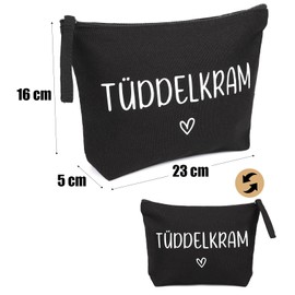 MEJOSER Krimskrams Cosmetic Bag Small Black Toiletry Bag Makeup Bag Small Make Up Bag with Saying Organiser for Women Girls Travel Purse, Tüddelkram, Modern