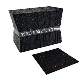 My Plast Rubber Granulate Patio Pads, Rubber Building Protection Mat for Deck, Porch, Patio, Non-Slip, Waterproof, Weatherproof, Spacers for Wooden Floors, 90 x 90 x 3 mm, Pack of 25