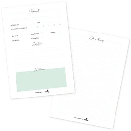 CreativeRobin A5 Rezeptblock mit 50 Rezeptblättern | Vorder- und Rückseite