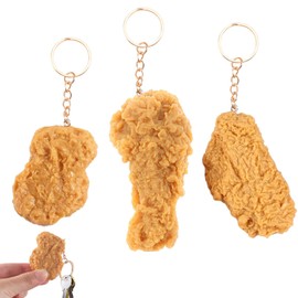 DALAETUS 3 Pcs Realistic Fried Chicken Keychain Set, Keyring for Chef, Novelty Chicken Thighs Key Ring for School Bag, Keys, Suitcase