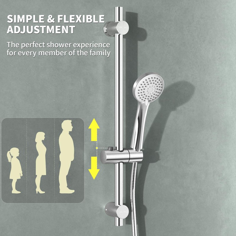 SAMODRA Shower Riser Rail with Adjustable Shower Head Holder,66 cm