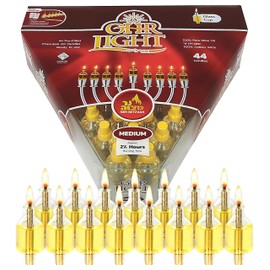 Ner Mitzvah Pre - Filled Menorah Oil Cup Candles, Hanukkah Ohr Lights, 100% Olive Oil with Cotton Wick in Glass Cup - Medium (Pack of 44) Burns Approx. 2 1/2 Hrs