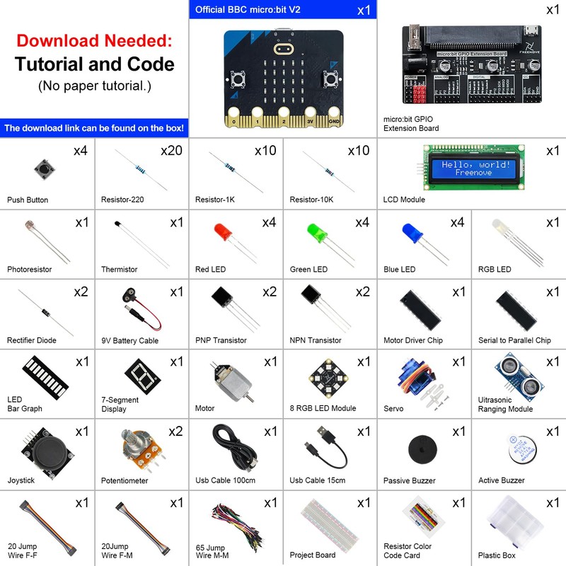 Freenove Super Starter Kit for Micro bit (V2 Included), 266-Page