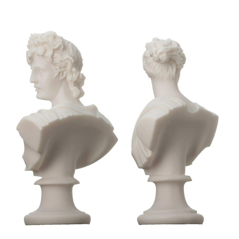 Artemis Diana and Apollo Bust Greek Statues Figurine Gods Alabaster