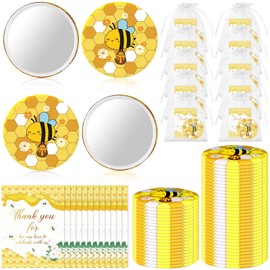 36 Sets Bee Appreciation Gifts Bulk Bee Thank You Mirrors Bee Theme Party Favors Thank You Cards Gifts Bulk for Guests with Organza Bags for Baby Showers,Wedding,Kids Birthdays & Queen B-ee Parties