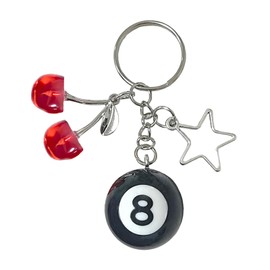 Nhemeylp 8 Ball Keychain Cherry Keychain Eight Ball Keychains for Women Cute Cherry Keychain Bag Charms for Handbags Purse Accessories with 8 Ball Design Creative Key Chain (Ring)
