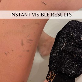 MS Exfoliating Glove Kessa Mitt Body Scrubber - Dead skin remover Shower Glove for Dead Skin Scrubbing and Deep Pore Cleansing - Spa set with Moroccan black soap jar -by MoroccanSource