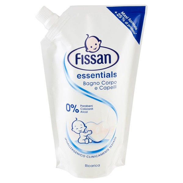 Fissan Baby Essentials Bagno Corpo e Capelli, Ipoallergenico, Ricarica - 500 ml