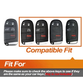 EYANBIS Silicone Key Fob Cover Fit for Jeep Grand Cherokee Renegade Compass Dodge Challenger Charger Dart Durango Chrysler 200 300 | Car Accessories | Remote Key Protection Case - Black & Black/Red